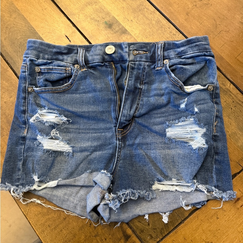 American Eagle Outfitters Blue Distressed Jean Shorts